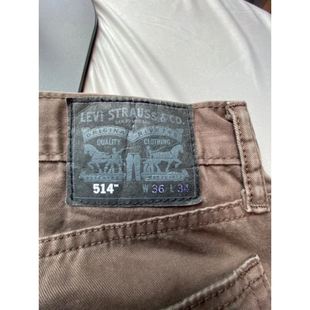 Levis 514 Straight Fit Pants Mens 36x34 Brown Cotton Casual Trousers 514-0612